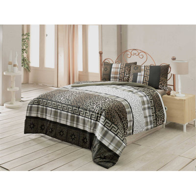 Élégant ensemble de housse de courtepointe simple, noir et gris, 61,0 po x 79,0 po | 65% coton / 35% polyester, 127 fils | Comprend 1 taie d'oreiller (19,7 x 31,5 po) avec fermeture à enveloppe et housse de couette à fermeture à boutons | Lavable à 