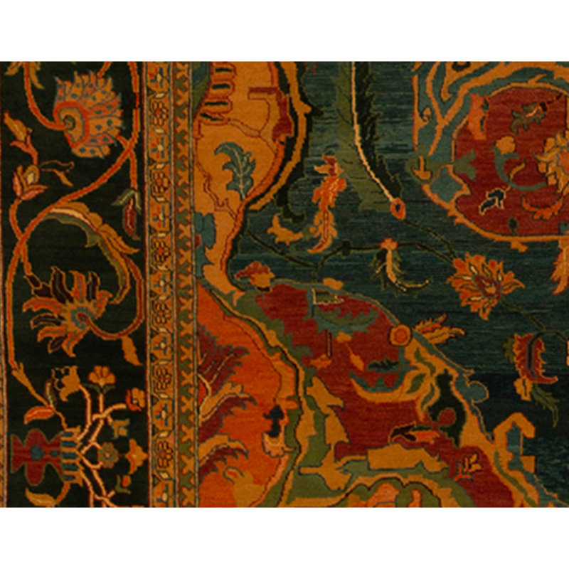 High-Quality Hand-Knotted Blue And Red Area Rug