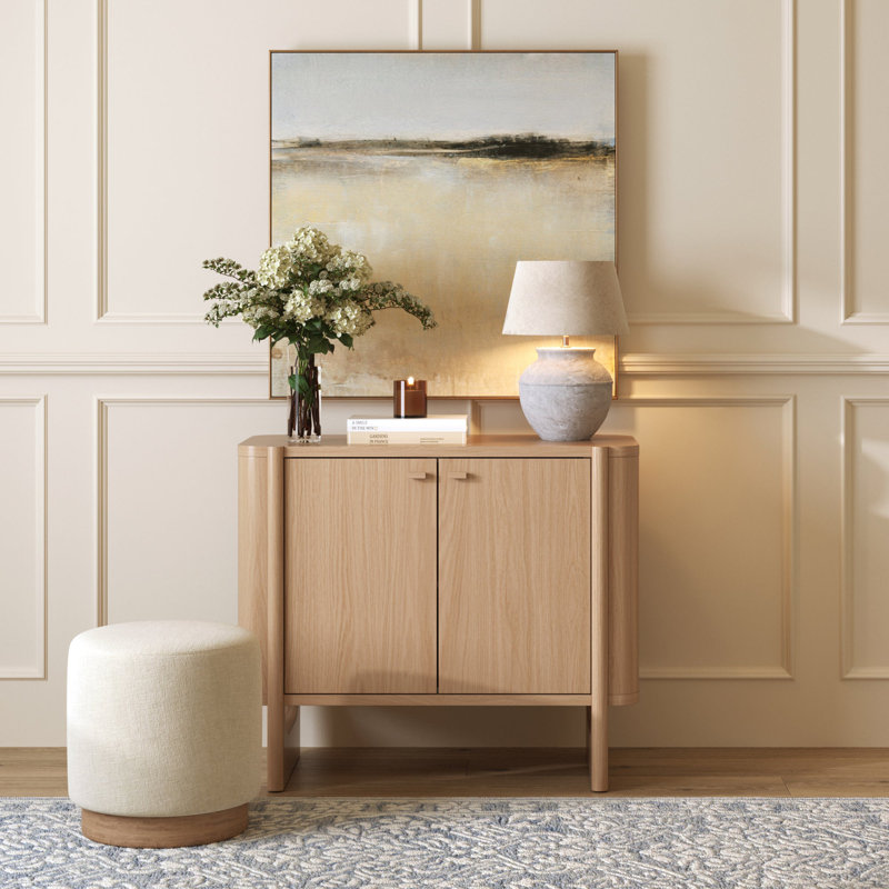 Mid-Century Modern Accent Cabinet, Raw Oak, 1