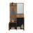 Parker 75" Tall Mirrored Tree Hall with Hangers, Three Shelves, Two Cabinets, One Drawer, Entry way, Console Table, Living Room Light Oak