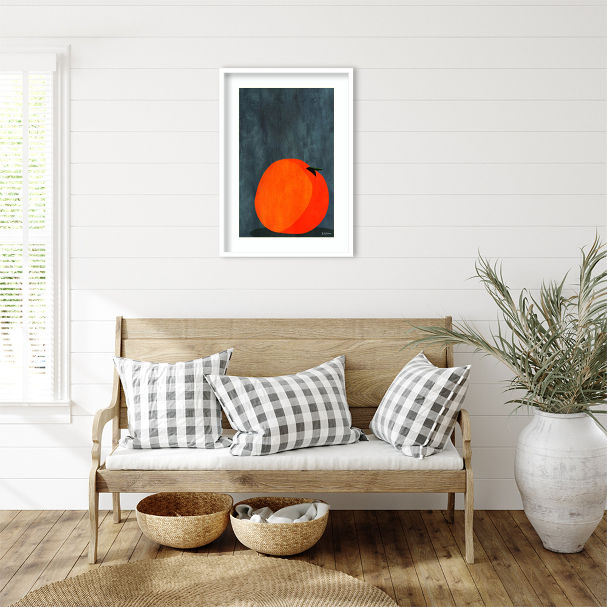 Calmly Sleeping Apple by Bo Anderson Wood Framed Wall Art Print, 31" H x 22" W, White