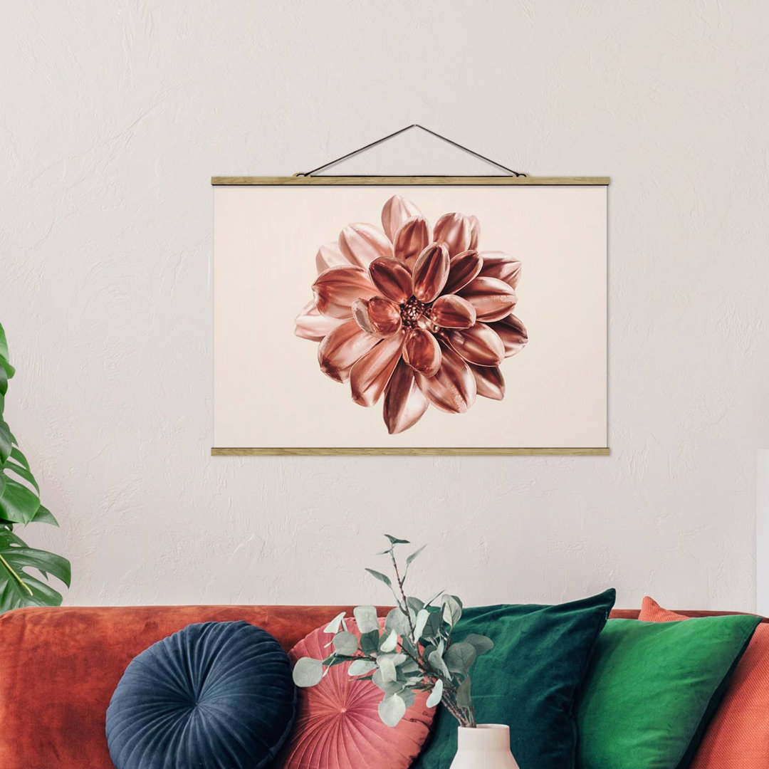 Stoffbild Dahlia Rosegold Metallic Pink