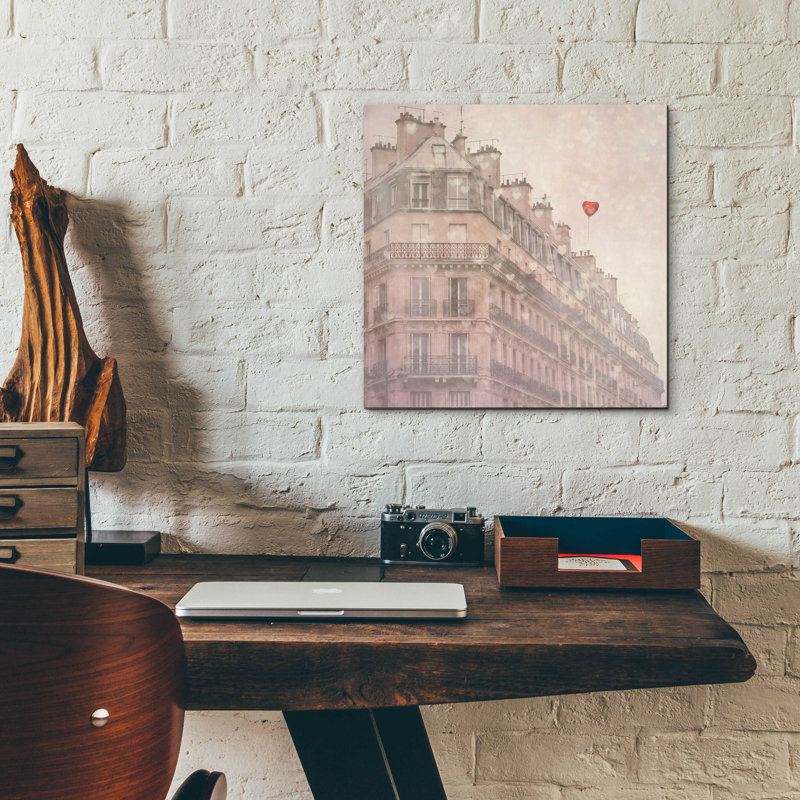 «Heart Paris» par Keri Bevan, art en verre acrylique Wal, H 12 po x l 12 po x P 0,13 po