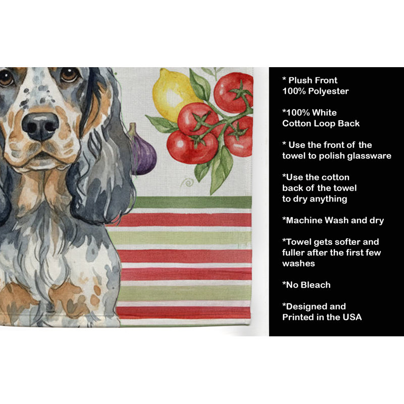 Blue Roan & Tan English Cocker Spaniel Vegetables Kitchen Towel, Blue Roan/Tan English Cocker Spaniel