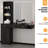 Thame Salon Wall Station with Barber Cabinet, Barber Stations Equipment Hair Dryer Holder-1198967390