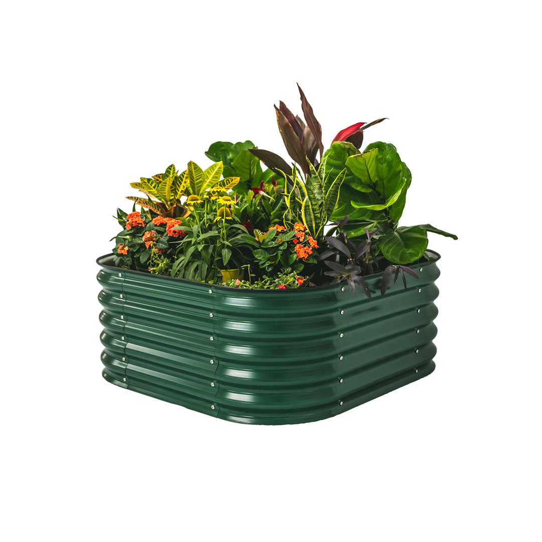 17" Tall 4 In 1 Modular Metal Outdoor Raised Garden Bed Vego Garden 
