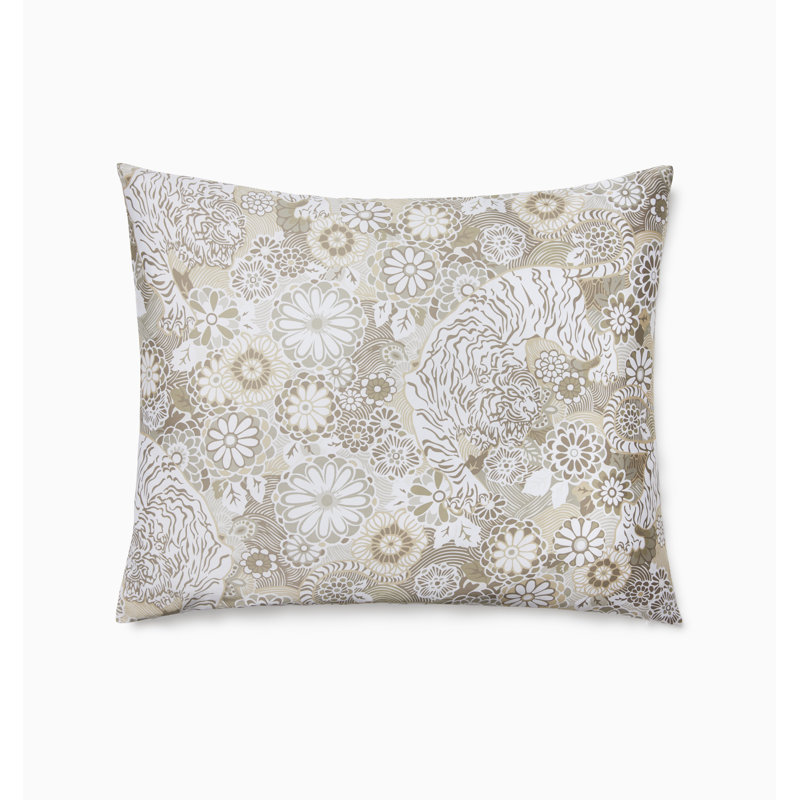 Siberian Tiger Floral Cotton Pillow Sham, Boudoir