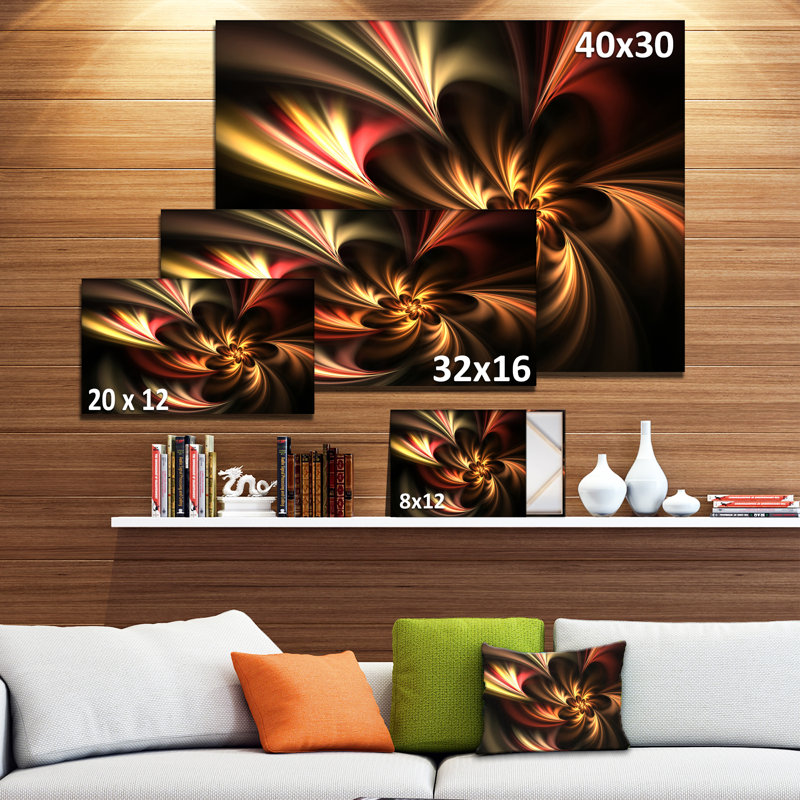 Fleur brillante jaune et rouge, impression sur toile tendue, H 20 po x l 20 po x P 1 po