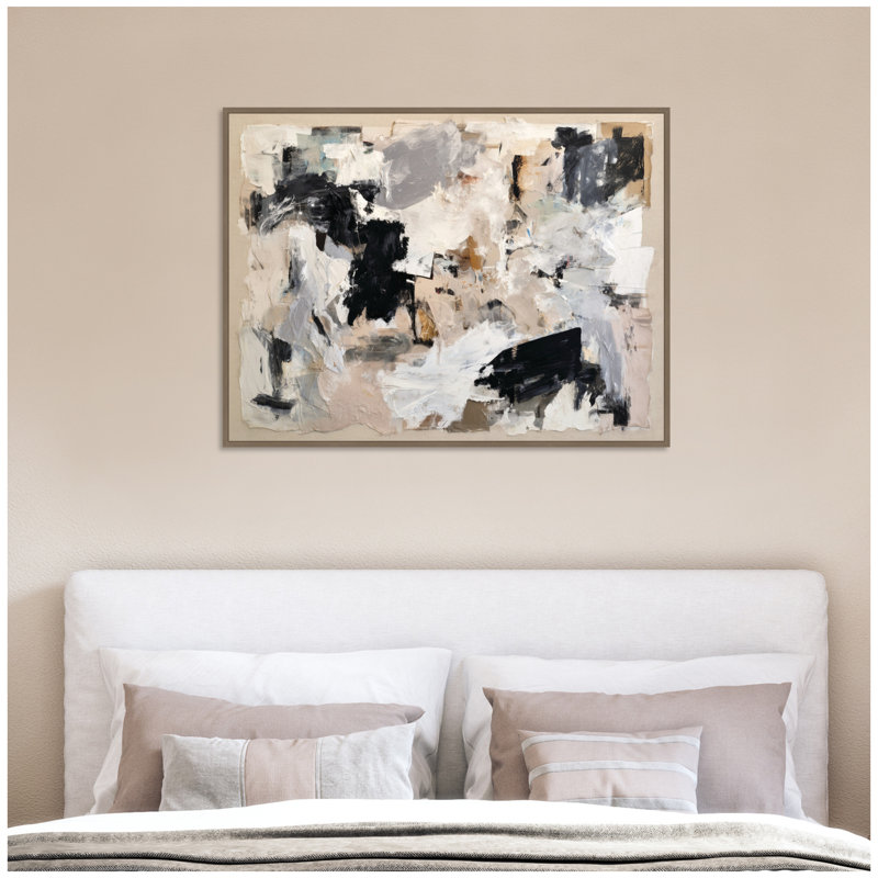 «Expressive Tonal Neutral Abstract» par The Creative Bunch Studio, reproduction d'art sur toile encadrée
