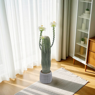 Cactus artificiel de 43 pouces, plante en pot de faux cactus du désert, faux cactus artificiel en pot à texture réaliste pour bureau à domicile, salon, vestibule, porche