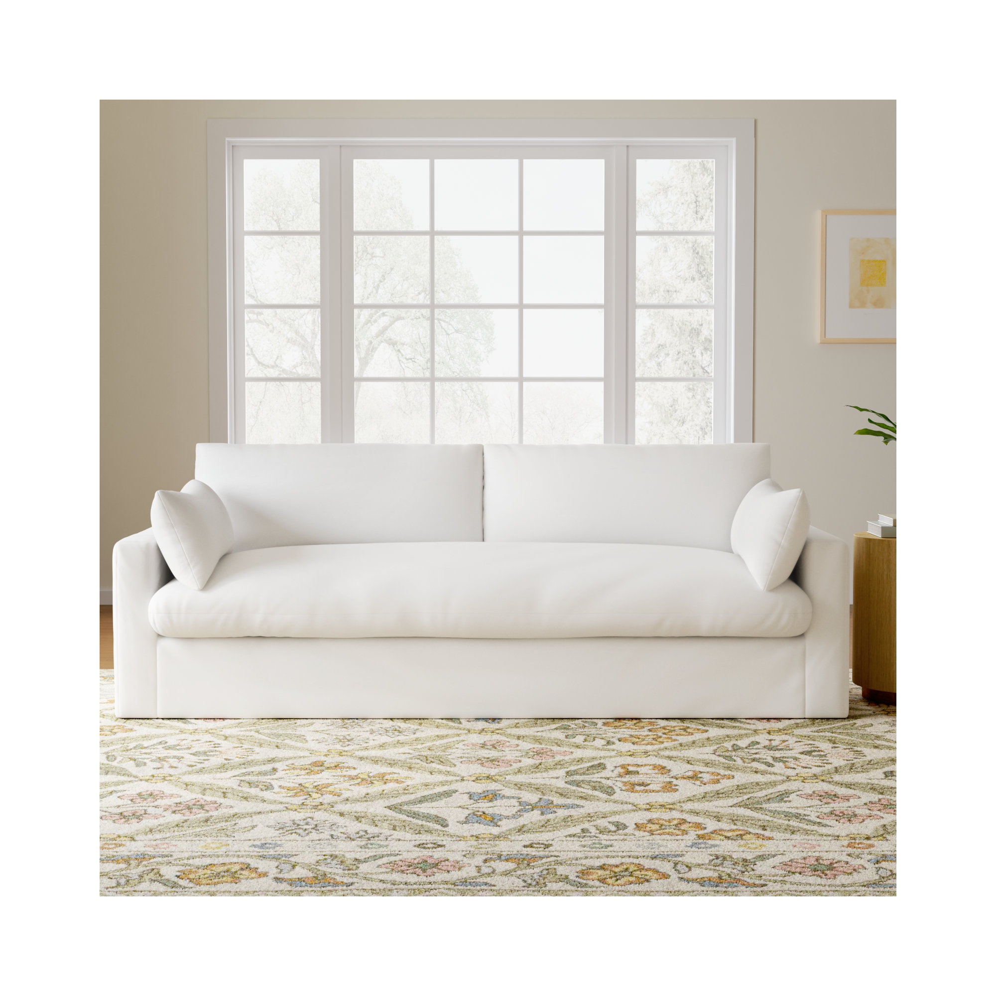 Luna 90'' Upholstered Sofa, Bayou Off White Canvas