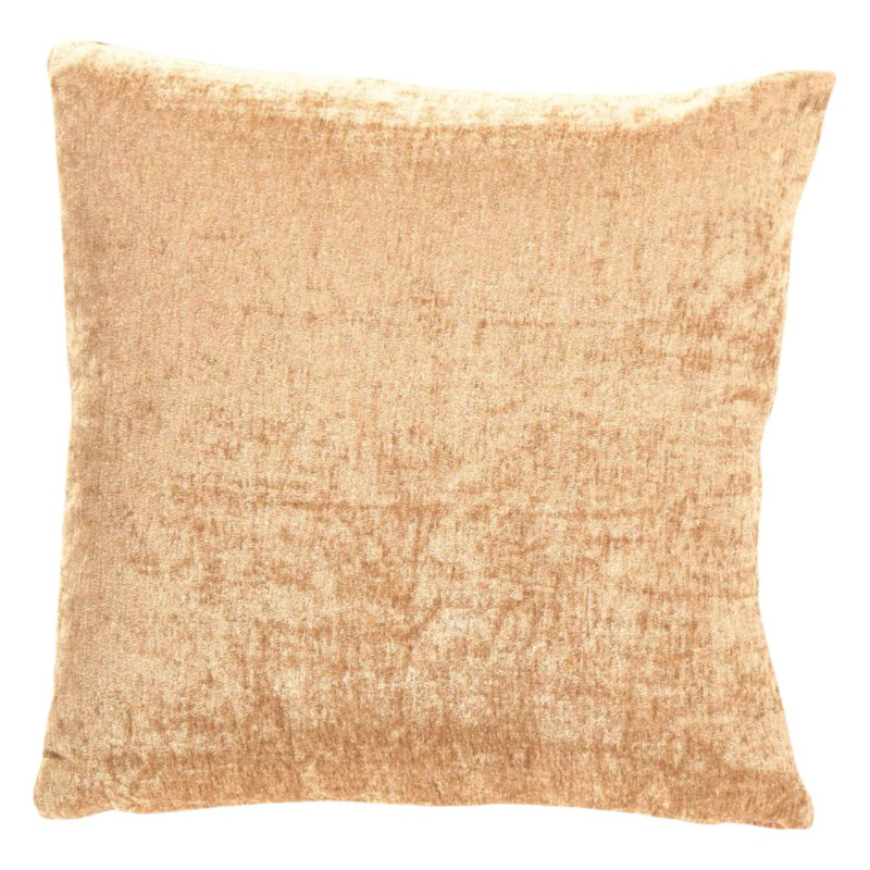 Coussin décoratif en velours Pasargad 16 po x 16 po, Brun clair / or géométrique