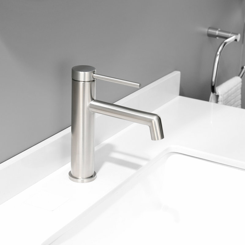 NO Single-handle Bathroom Faucet with Drain Assembly, Brushed Nickel