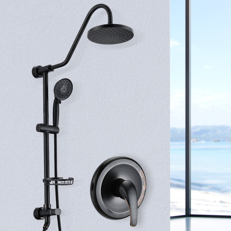 Pomme de douche à pluie 8 po et poche - Anti-rayures, Matte Black