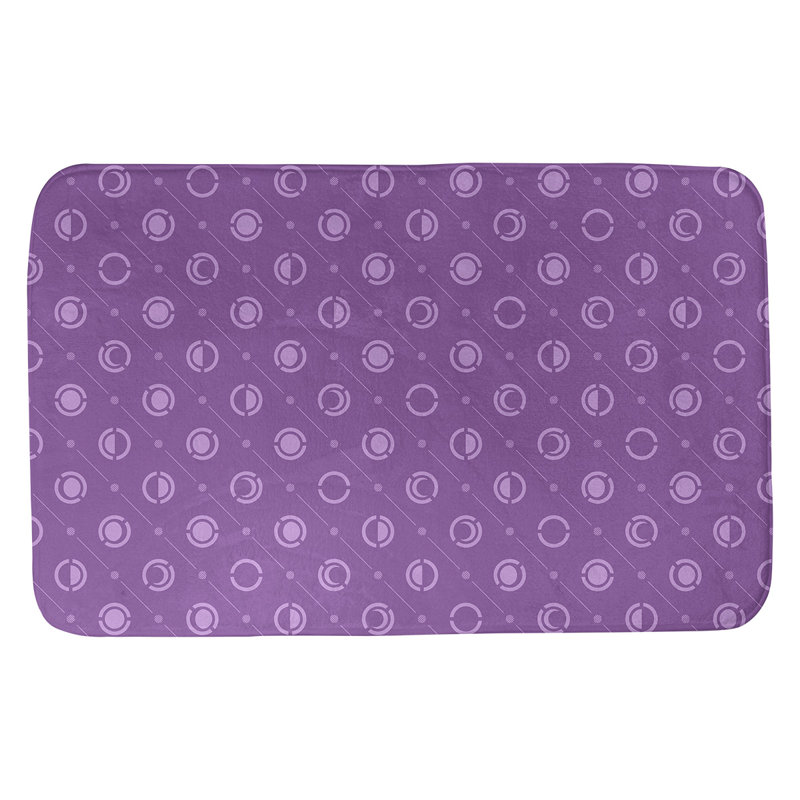 Tapis de bain géométrique antidérapant en microfibre Moon phases, l 17 po x L 24 po, Violet