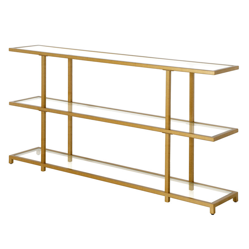Mcchesney 162.6cm Glass Top Console Table, 139.7 cm W x 25.4 cm D x 73.66 cm H, Gold