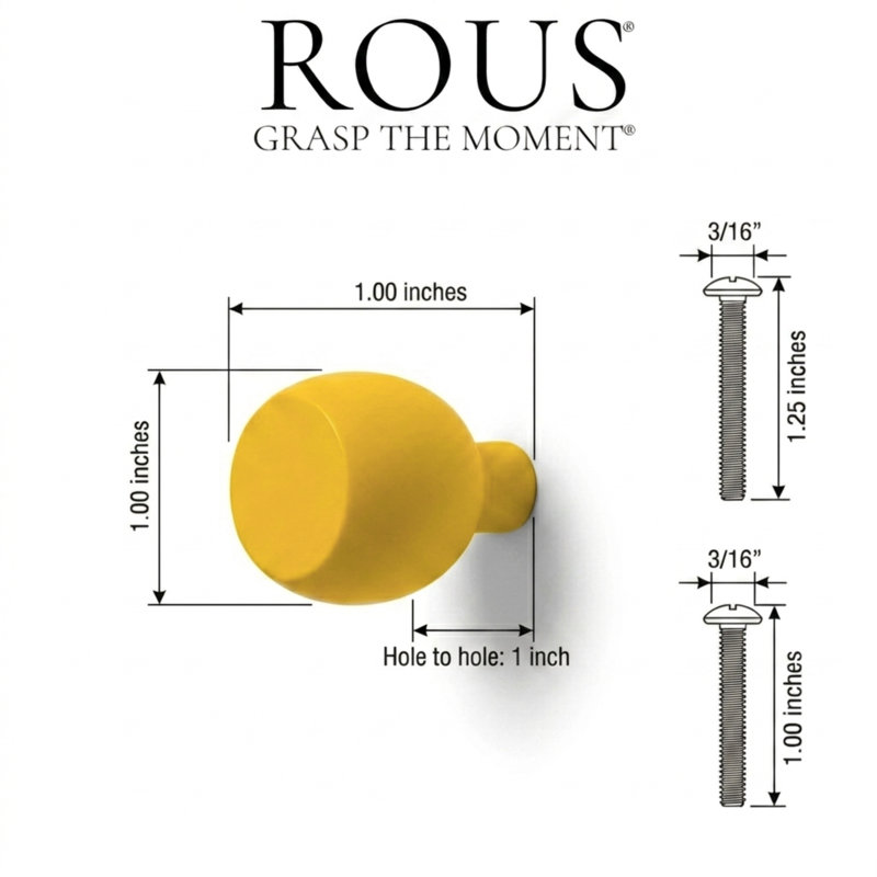ROUS Hardware Mid Century Modern Sphere Knob, Sunflower (Yellow)