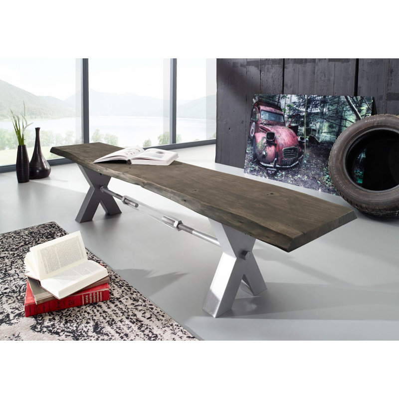 Iron Label Bench, H46 x W180 x D38cm, Grey