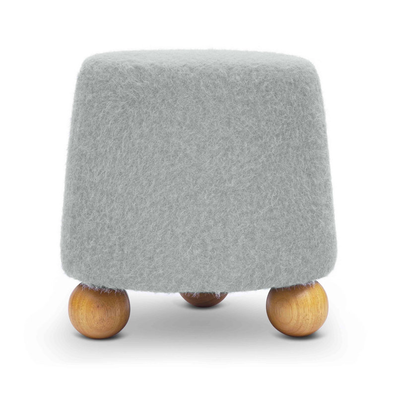 Tabouret Jaine Boucle, Gris, Polyester, Naturel