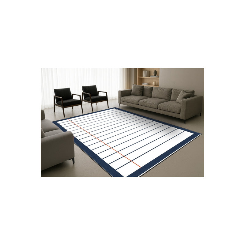 Tapis blanc tissé à rayures Mosso, 6'7" x 9'10"