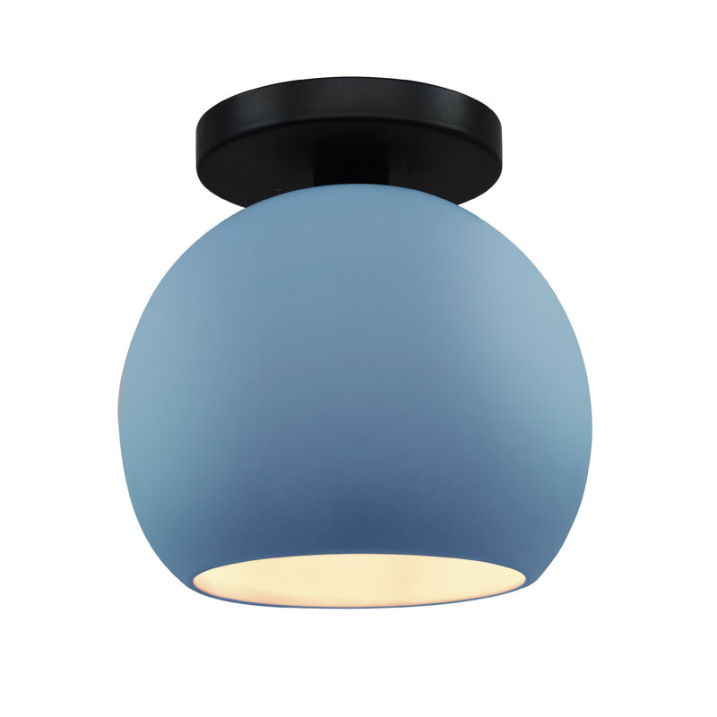 Plafonnier semi-encastré Radiance, H 9 po x l 10 po x P 10 po, Bleu ciel / noir mat, Noir mat