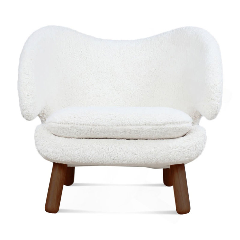 Chaise Pelican Sherpa - Blanc nuage / noyer