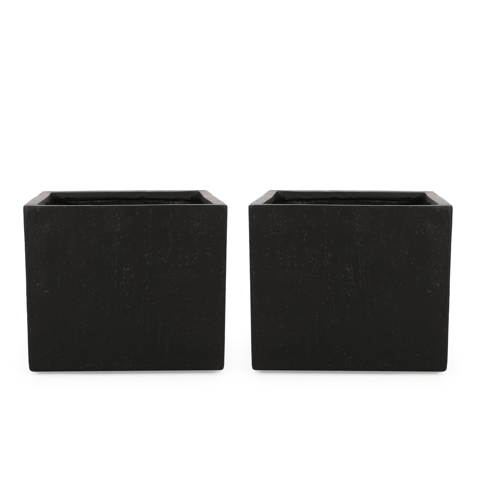 Shiner Lightweight Concrete Planter Box Set, Black, 2, 13.6" H x 15.75" W x 15.85" D