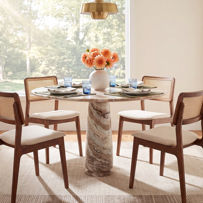 Alysson 42" Round Marble Dining Table