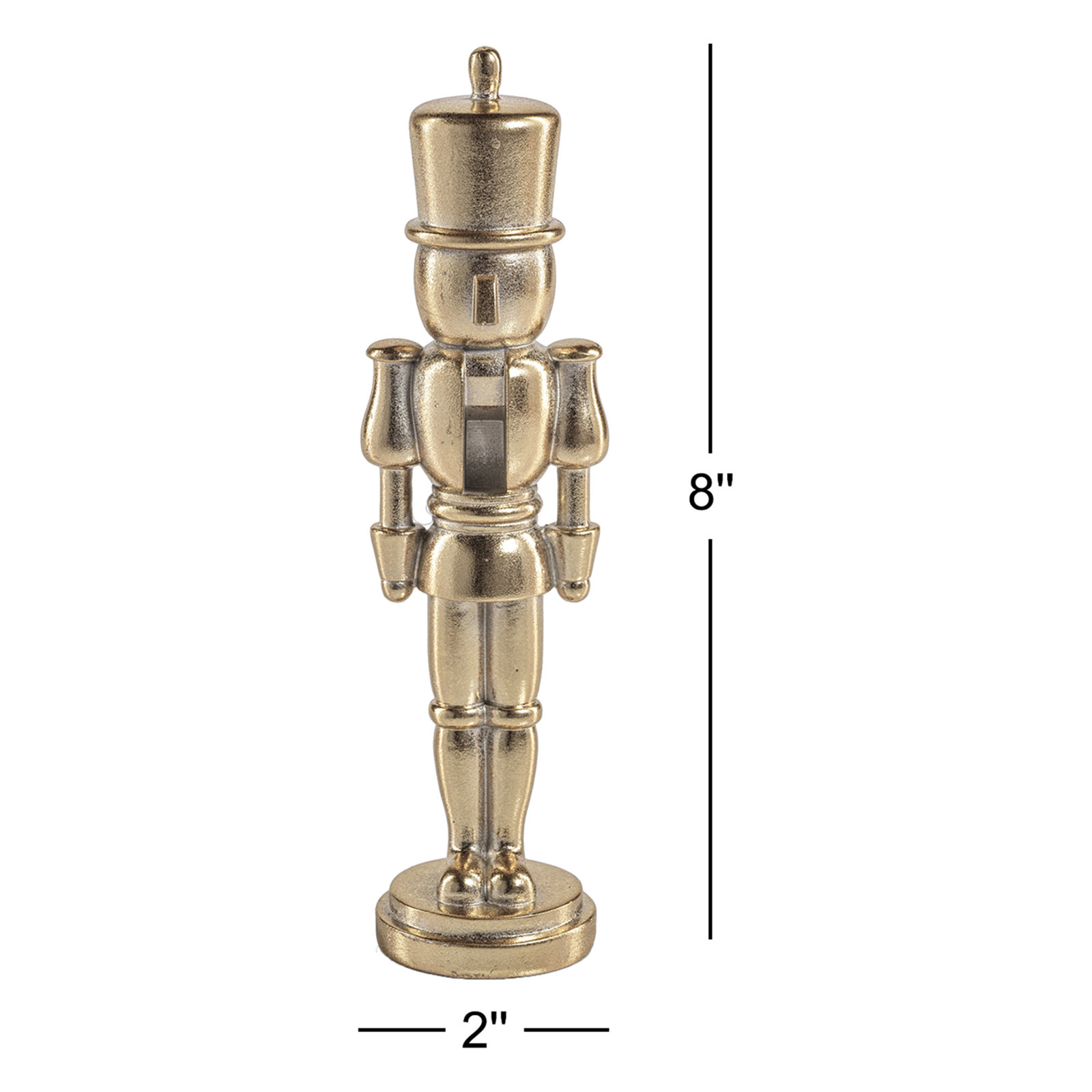 2-Piece Metallic Nutcracker Figurine Set, Gold, 8" H x 2" W x 2" D