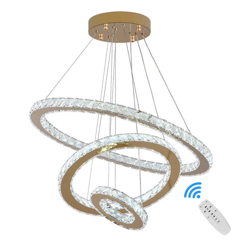 Lowellville 3 - Light Crystal LED Chandelier, Gold