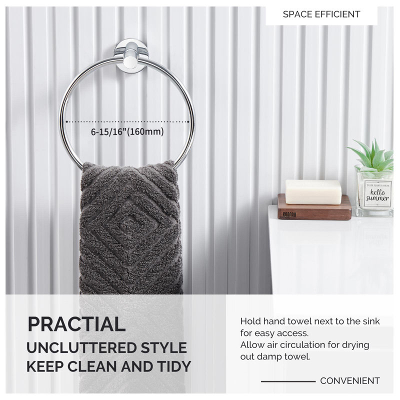 Modern Chrome Wall Mounted Towel Ring with Starlight Finish