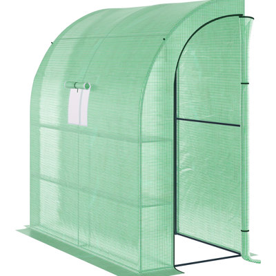 7' X 3' Greenhouse With 3 Wire Shelves, Pe Cover, Galvanized Steel Frame, Zippered Doors And Roll Up Window For Plant Protection 2 Doors, Windows Screen, Frame
