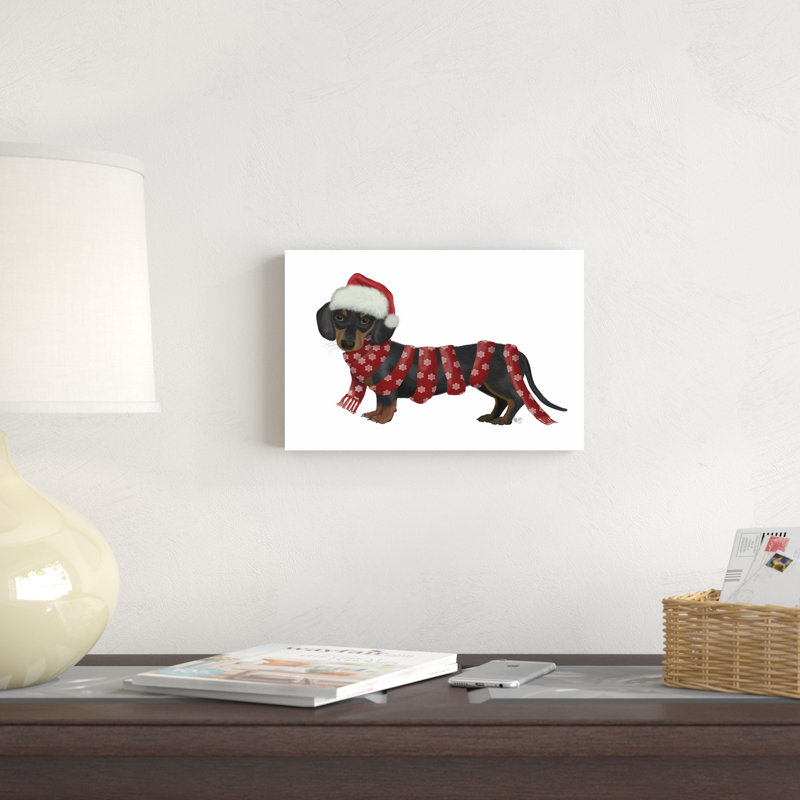 «Christmas Des - Dachshund Snowflake Scarf» par Fab Funky - impression sur toile tendue, H 8 po x l 12 po