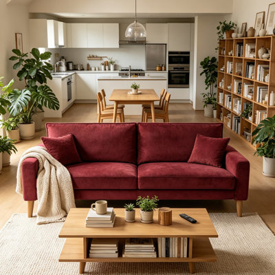 Causeuse moderne en velours de 53 po avec accoudoirs et pieds en bois, canapé 2 places minimaliste pour petits espaces - Canapé compact pour salon, appartement, bureau