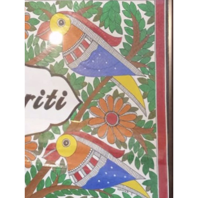 Beaux oiseaux sur un arbre | Acrylique sur papier | Par Kanika Singhal | Avec cadre