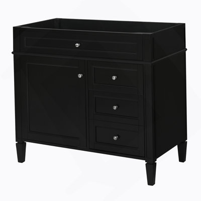 Meuble-lavabo de 36 po sans lavabo supérieur, armoire de rangement moderne avec 2 tiroirs et un tiroir basculant, structure en bois massif