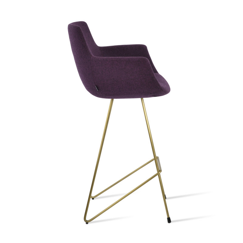 Tabouret de bar et de comptoir pour chat Bottega, Tabouret de bar (siège d'une hauteur de 29 po), Marron foncé, Laiton