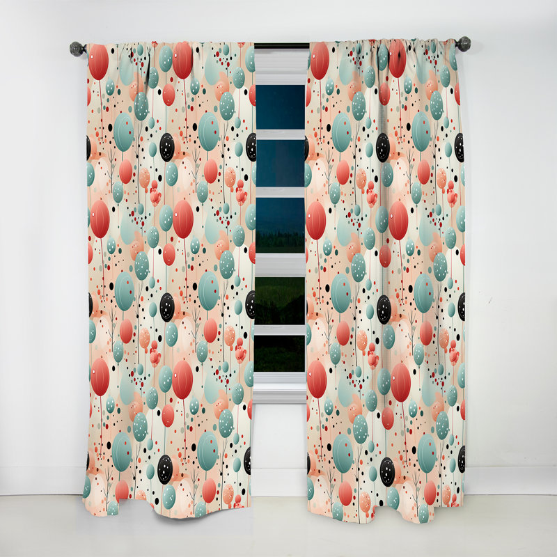 «Blue and Coral Elegant Polka Dots Bliss» - Rideau abstrait - Rideau obscurcissant - 1 panneau, L 52 po x L 120 po