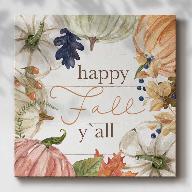 «Happy Fall Y'All» sur toile, H 40 po x l 40 po x P 1,5 po