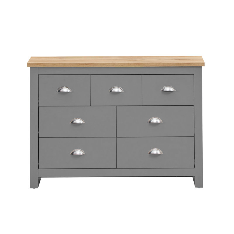 Aquitaine 112cm W 7 - Drawer Chest of Drawers, Grey