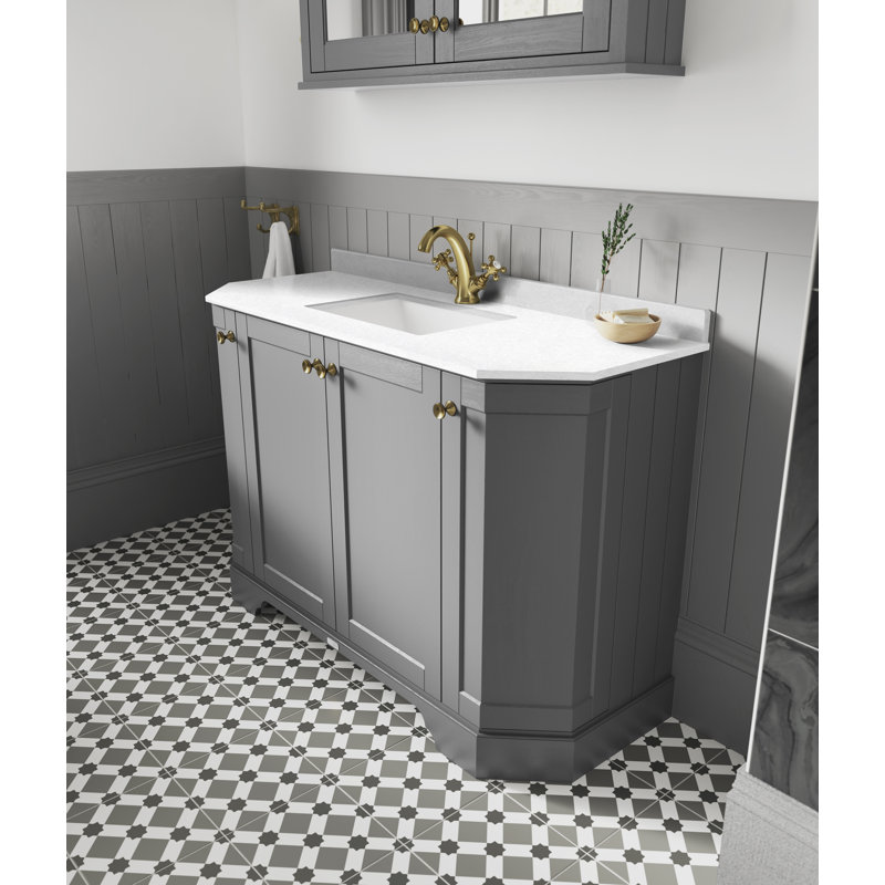 Old London 1000mm Free-standing Single Vanity, White, Storm Grey