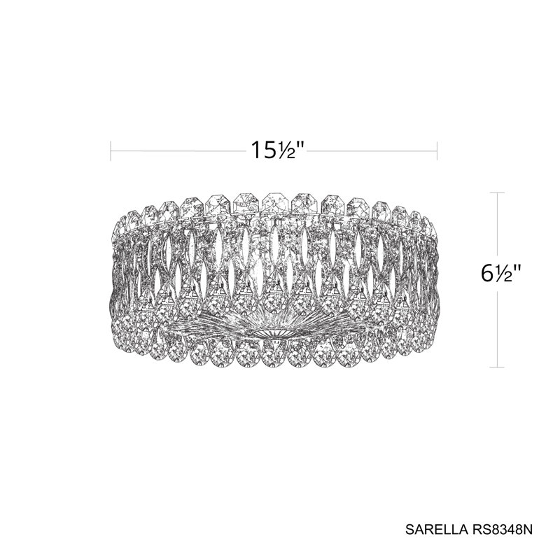 Sarella 3 Light 16In Round Flushmount, Radiance Crystals, Stainless Steel