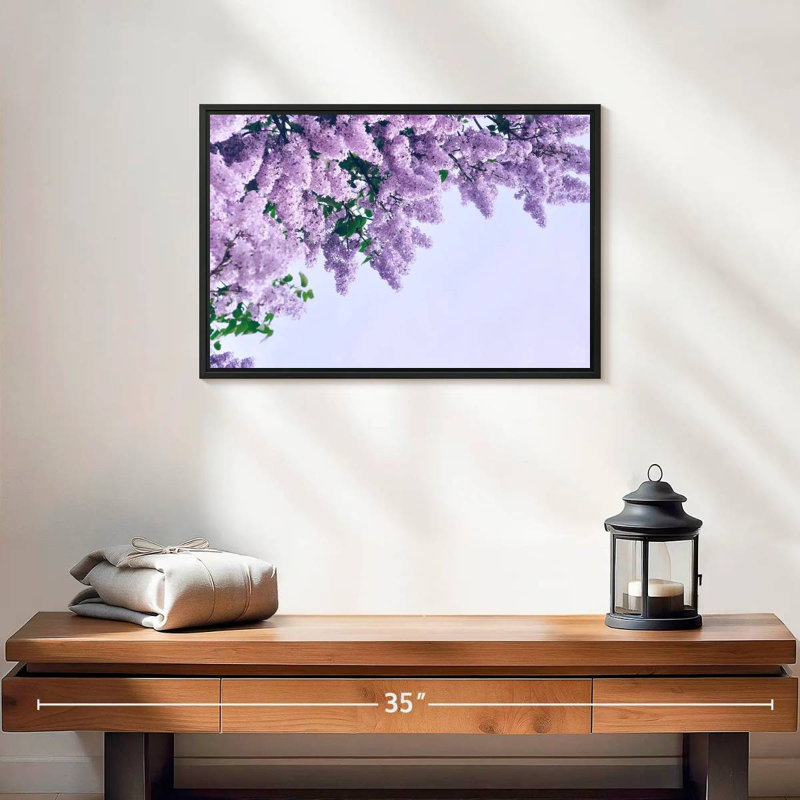 Délicats lilas mauves, 19 po x 13 po, Cadre flottant noir