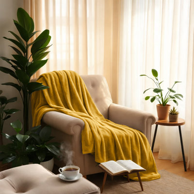 Jeté en flanelle de fausse fourrure de vison réversible de qualité supérieure - Jeté chaud et confortable
