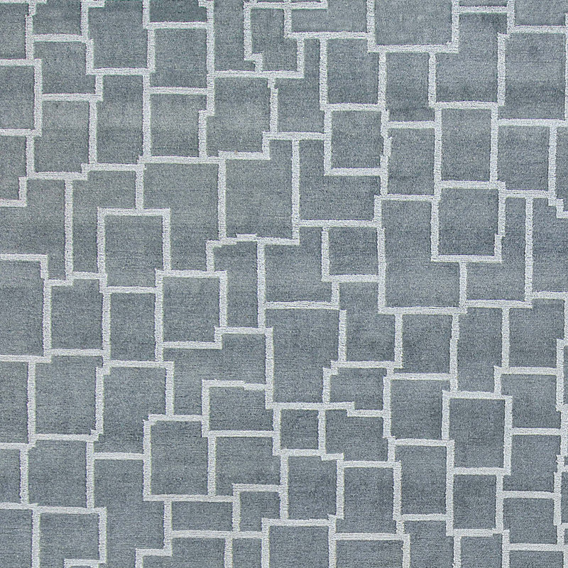 Hand Knotted Abstract Area Rug in Blue/Gray, Rectangle 8' x 10'