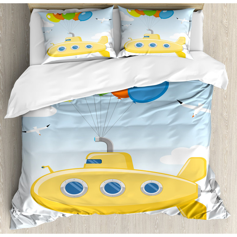 Ensemble de housse de couette ciel avec bulles colorées Submarine, Grand