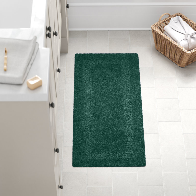 Ragini 60x24-Inch Cotton Bath Mat-Machine Washable Bath Mats for Bathroom, Kitchen, or Laundry Room, Green