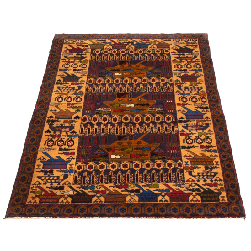 Tapis bleu marine foncé Rare War 4 pi 1 po x 7 pi 4 po