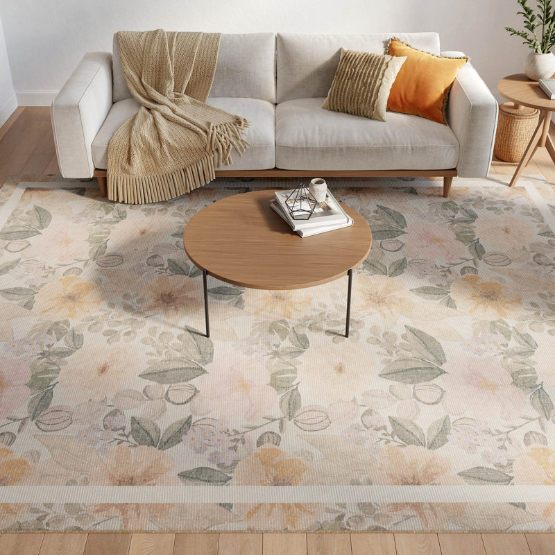 Nourison Botanical Washables 7'6" x 9'10" Beige Multicolor Farmhouse Indoor Rug, Rectangle 7'6" x 9'10", Multicolor Beige