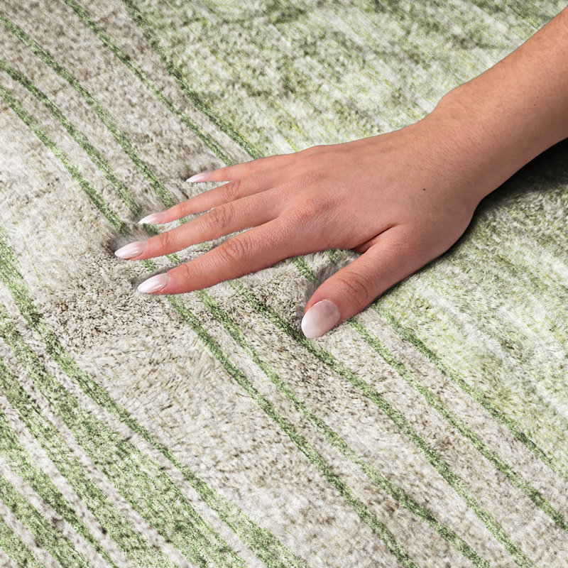 Tapis à rayures Dream Shag ADS735 lavable à la machine de qualité supérieure, Aloe, 9' x 12'